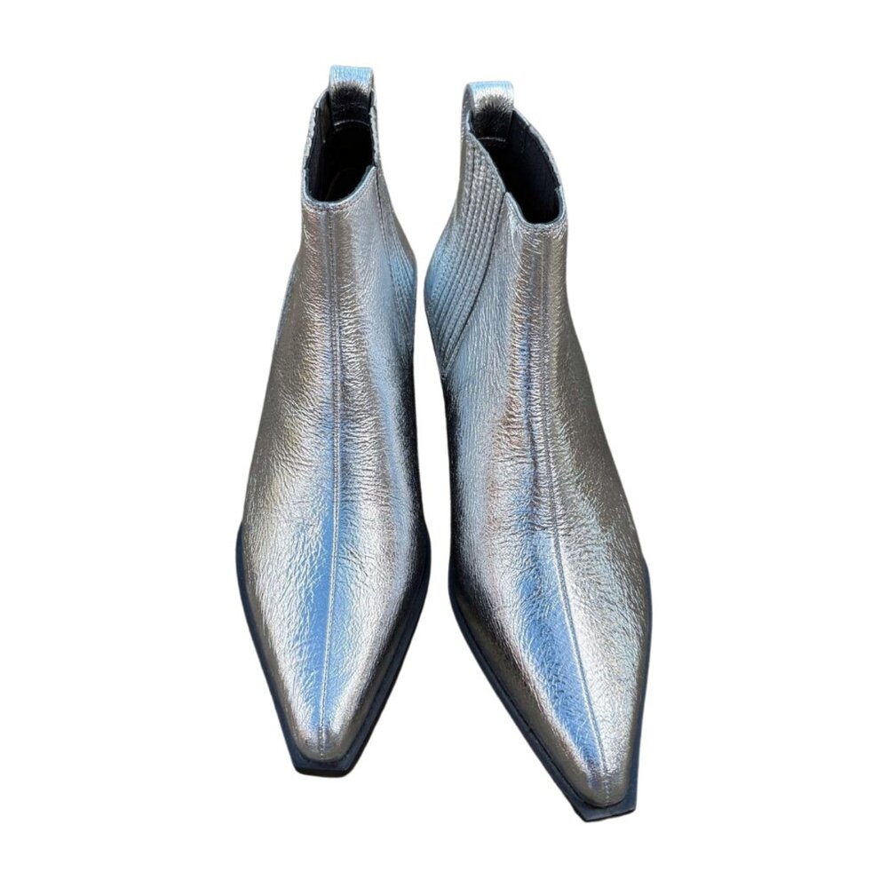 Rag & Bone Metallic Silver Leather Booties – Size 8-8.5 – NWT ($525 Retail)